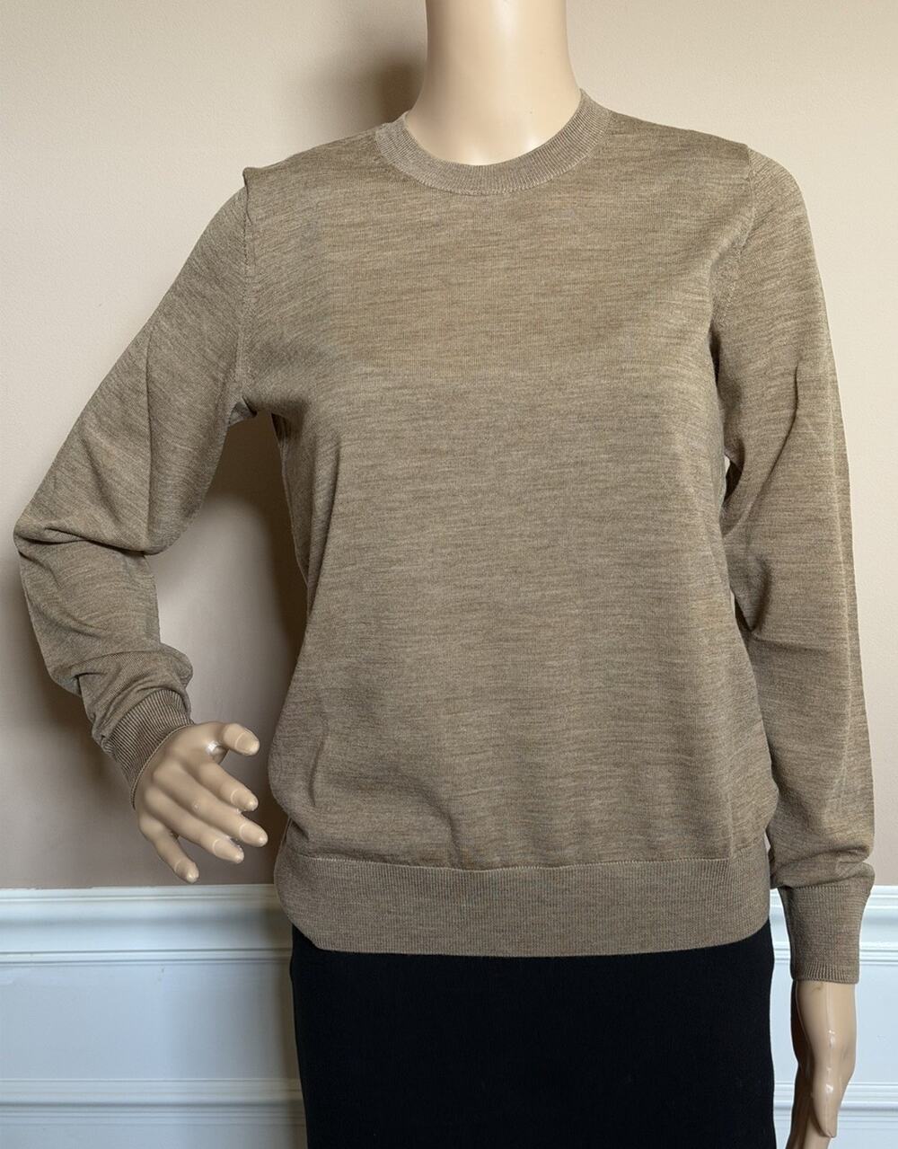 Burberry Lea 100% Wool Camel Melange Sweater Medium 8112090 NWT $915